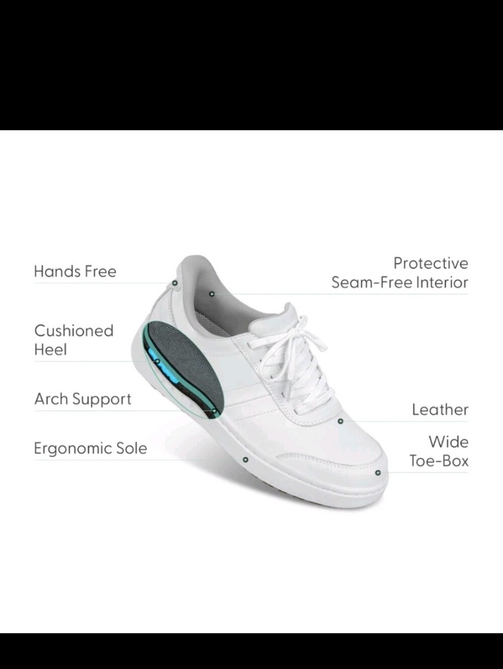 Orthofeet Wander Women Hand's Free Athletic Sneakers White - 81104M - Picture 6 of 7
